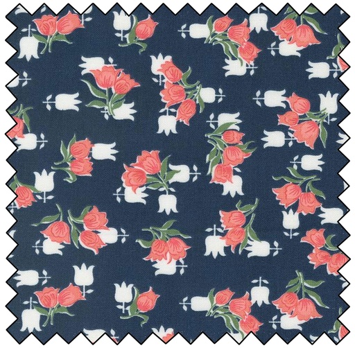 [M55314-14] Rosemary Cottage - Tulip Florals - NAVY