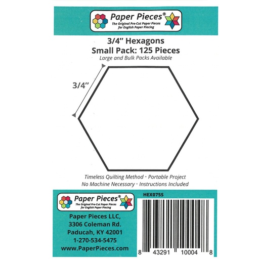 [PRPHEX075] 3/4" Hexagons Small Pack - 125 PIECES