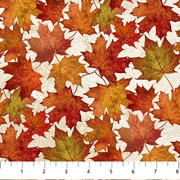 Stonehenge Oh Canada - Large Leaves - BEIGE MULTI