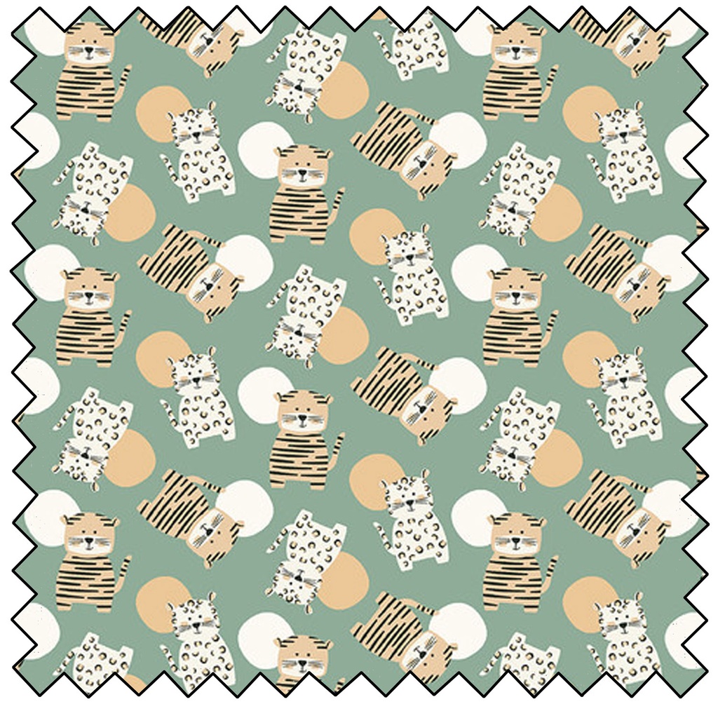 Into The Jungle - Tossed Tigers & Leopards - GREEN - sale