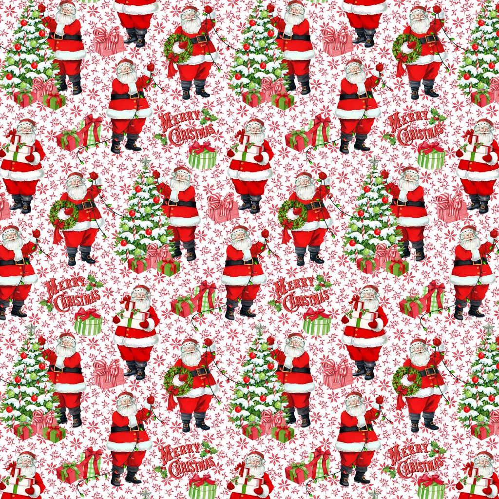 Vintage Christmas - Santa - Red Multi