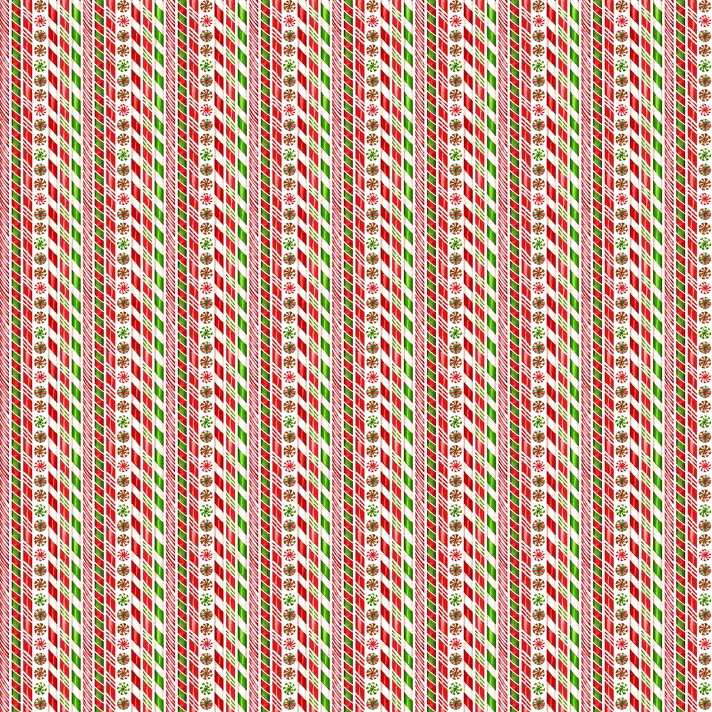 Vintage Christmas - Candy Stripe - White Multi