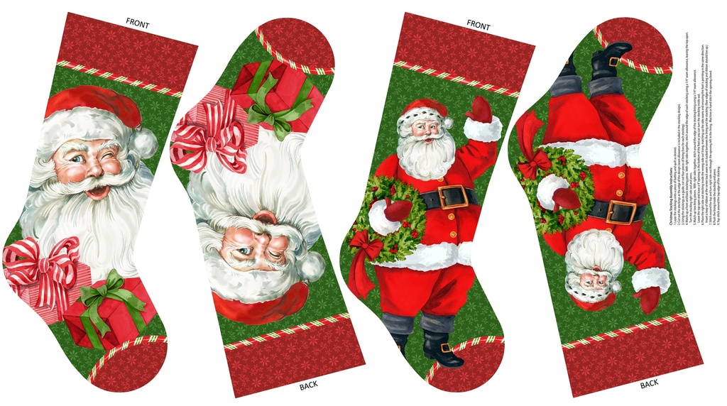 Vintage Christmas - Stocking Panel - 24" x 43"