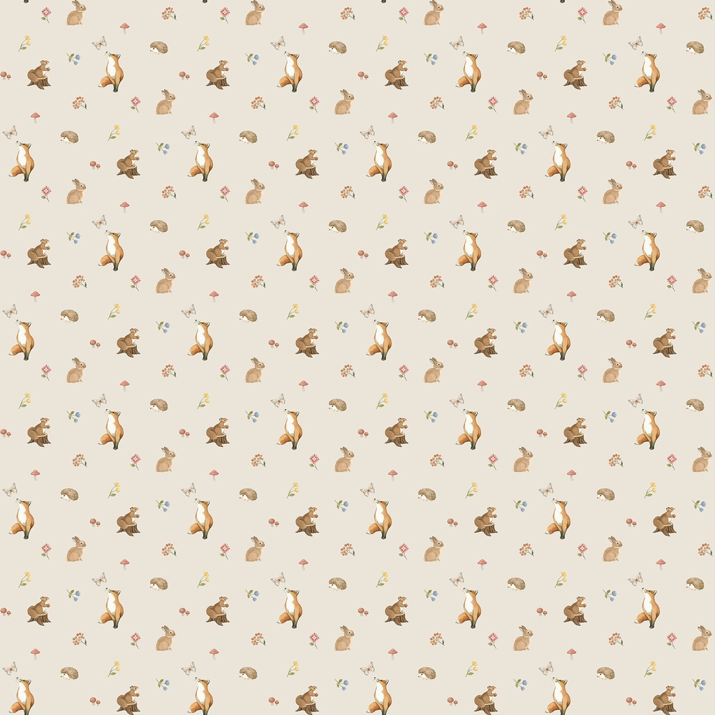 WOODLAND HEART - Mini Animals - BEIGE MULTI