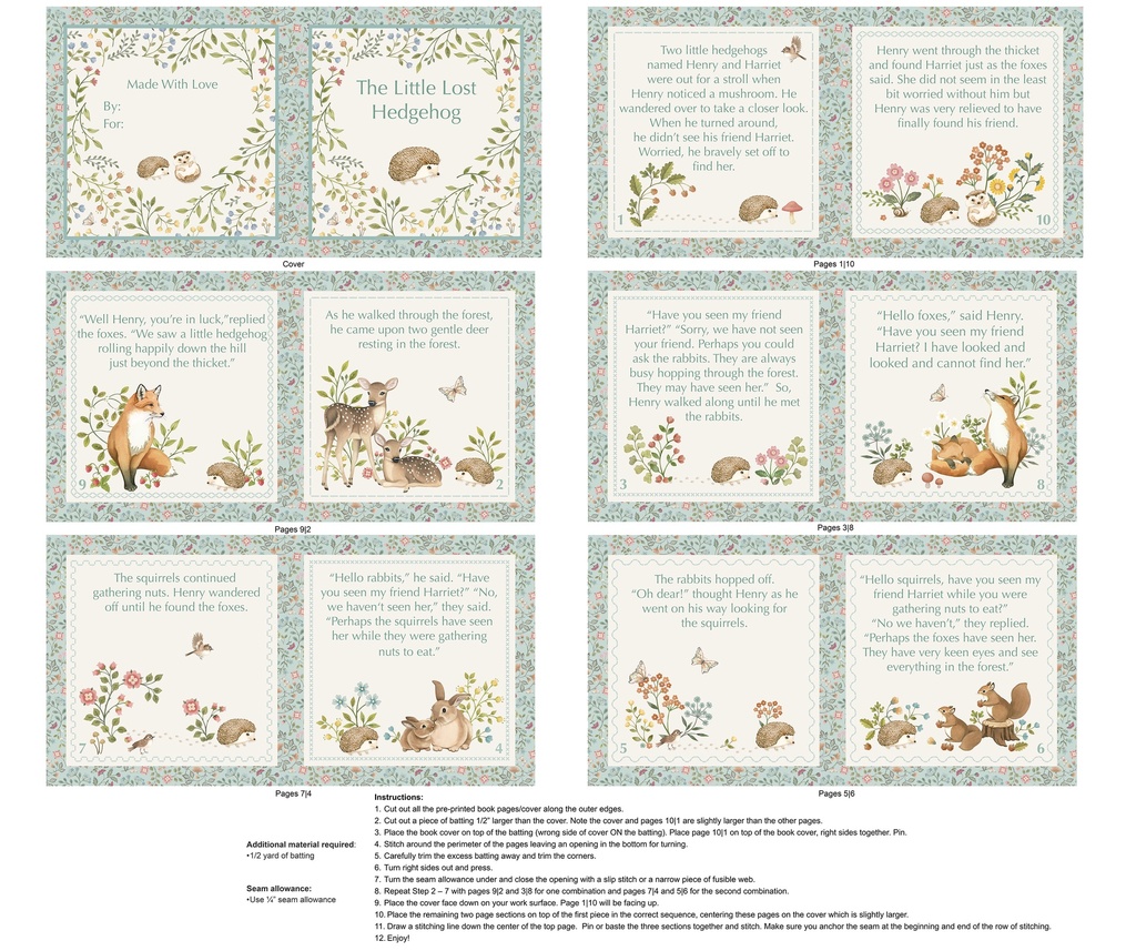 WOODLAND HEART - Book Panel - CREAM MULTI