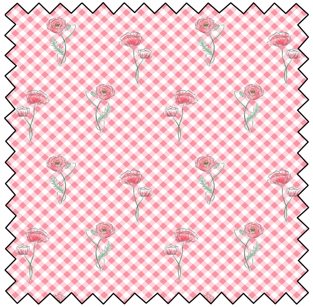 Wild Flowers - Gingham Poppy - PINK