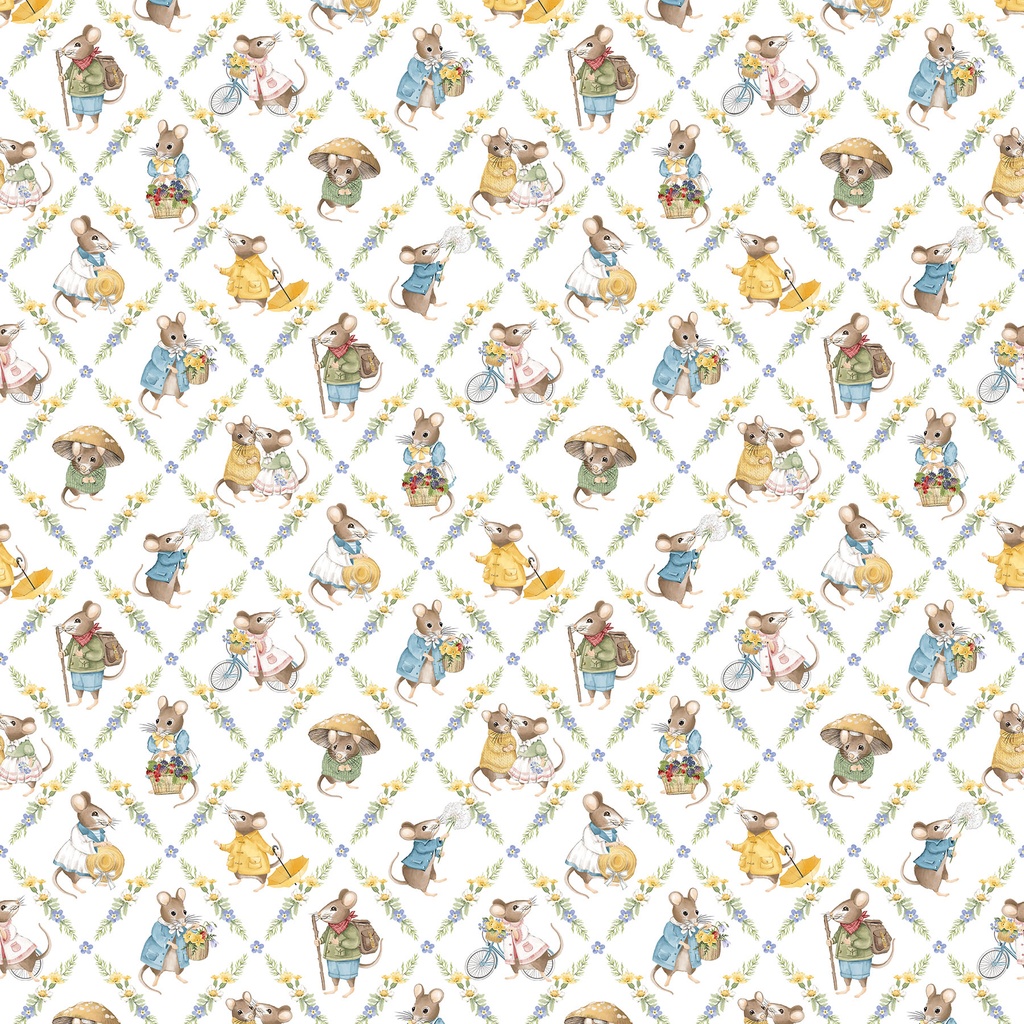 Country Mouse - Diamond Grid - WHITE
