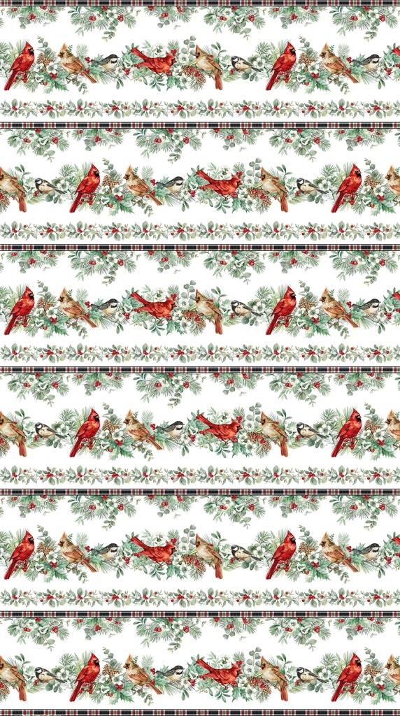 Home for Christmas - Border Stripe - White Multi