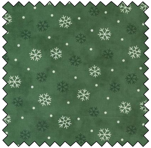 [M56097-14] Woodland Winter - Snowflake Toss - PINE GREEN