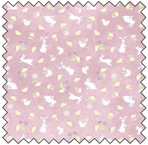 [MASF10563-VR] Little Chicks Flannel Bunnies & Chicks - PURPLE