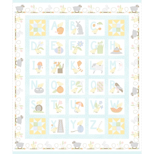 [MASF10560-Q] Little Chicks Flannel Alphabet Panel - AQUA