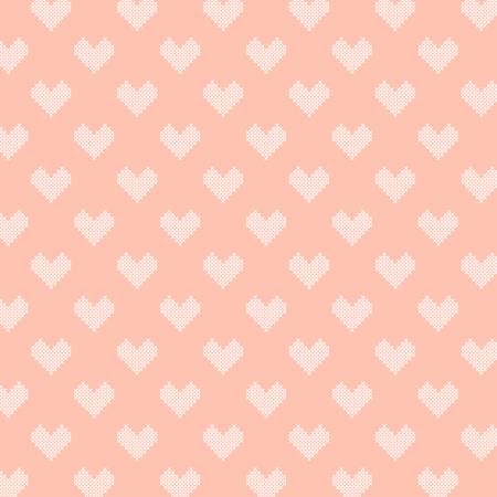 Daisy & Lily - Cross-Stitched Hearts - LIGHT CORAL -Q-PALETTE