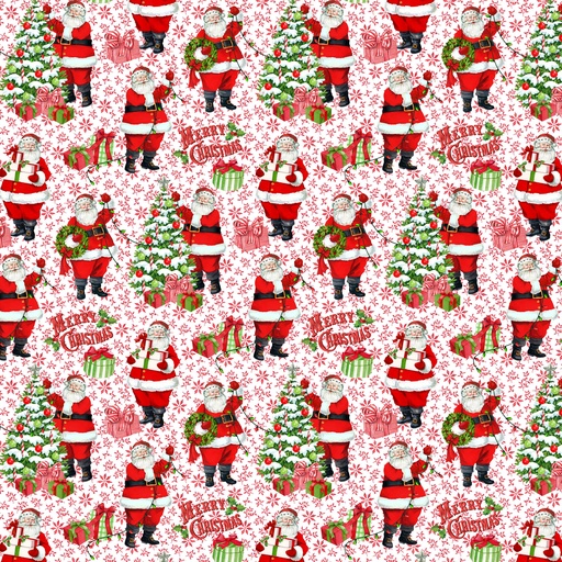 [NDP28164-24] Vintage Christmas - Santa - Red Multi - sale
