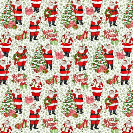 [NDP28164-74] Vintage Christmas - Santa - Green Multi - sale
