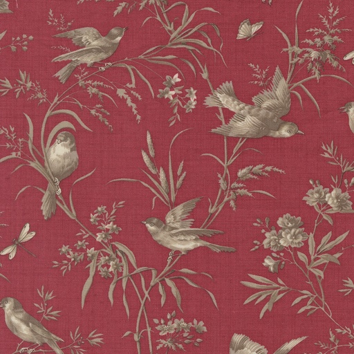[M513983-14] JOIE DE VIVRE - Moineau Florals/Birds - ROUGE