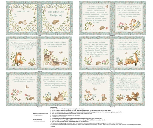 [NDP28728-11] WOODLAND HEART - Book Panel - CREAM MULTI