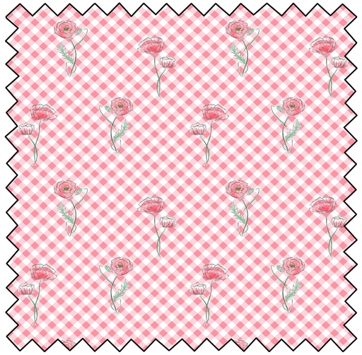 [MBF3765-05] Wild Flowers - Gingham Poppy - PINK