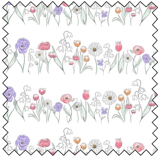[MBF3765-03] Wild Flowers - Bloom Border - MULTI