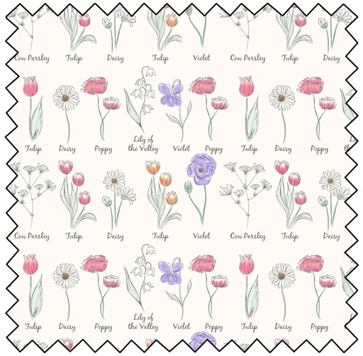 [MBF3765-01] Wild Flowers - Flower Meadow - CREAM