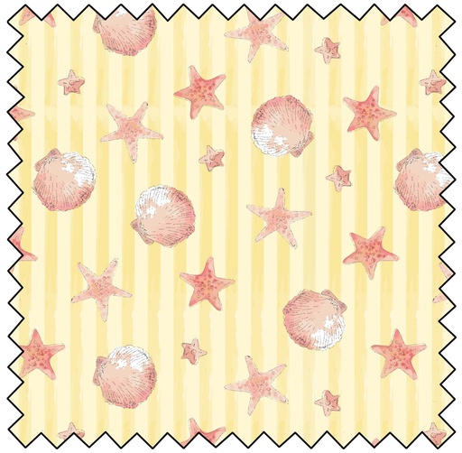 [MBF3760-06] Sundaes by the Sea - Seashell Stripe - YELLOW