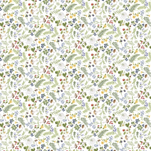 [NDP29009-10] Country Mouse - Floral Fern - WHITE