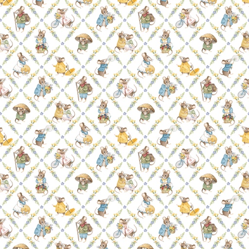 [NDP29008-10] Country Mouse - Diamond Grid - WHITE