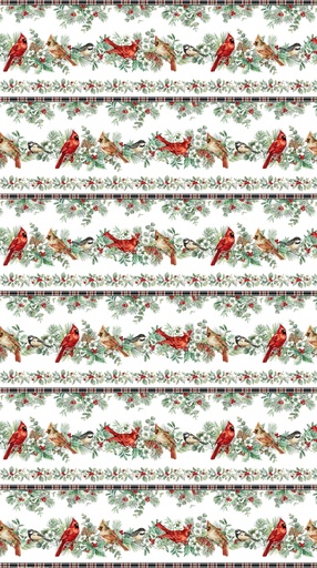[DP28924-10] Home for Christmas - Border Stripe - White Multi
